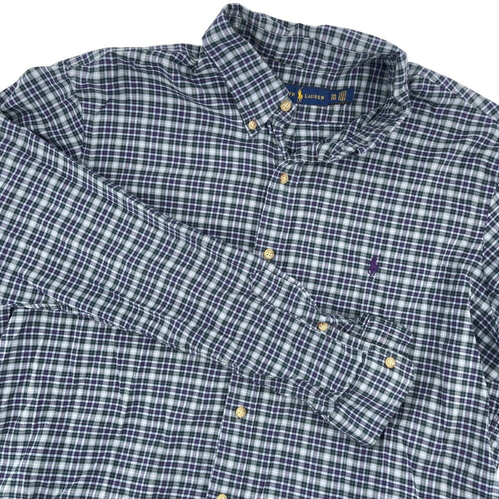 Ralph Lauren Mens XXL Plaid Button Down Shirt Long Sleeve‎ Casual Cotton